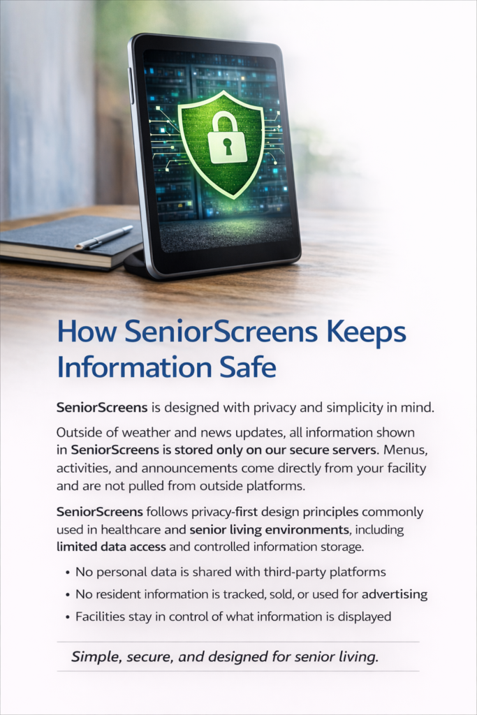 senior living app designed with privacy and simplicity in mind.