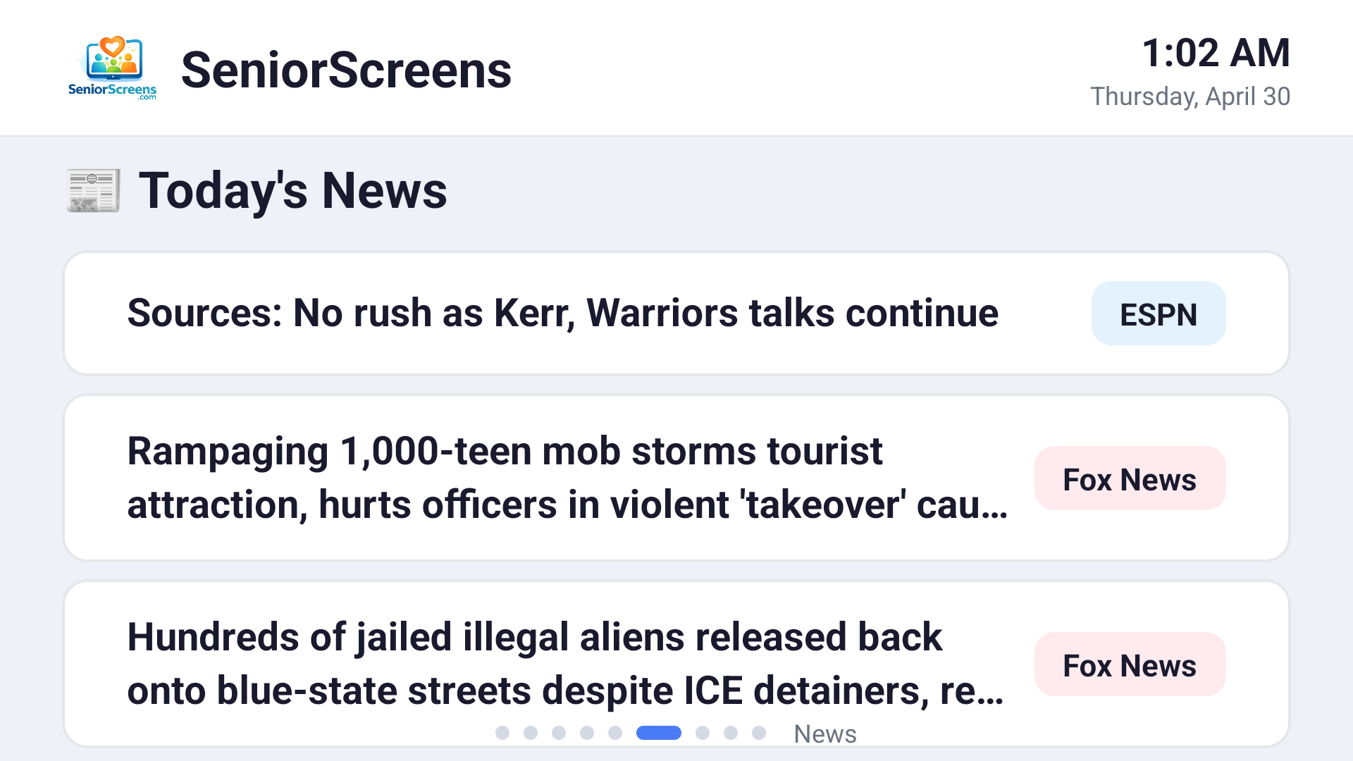 Choose between types of news source