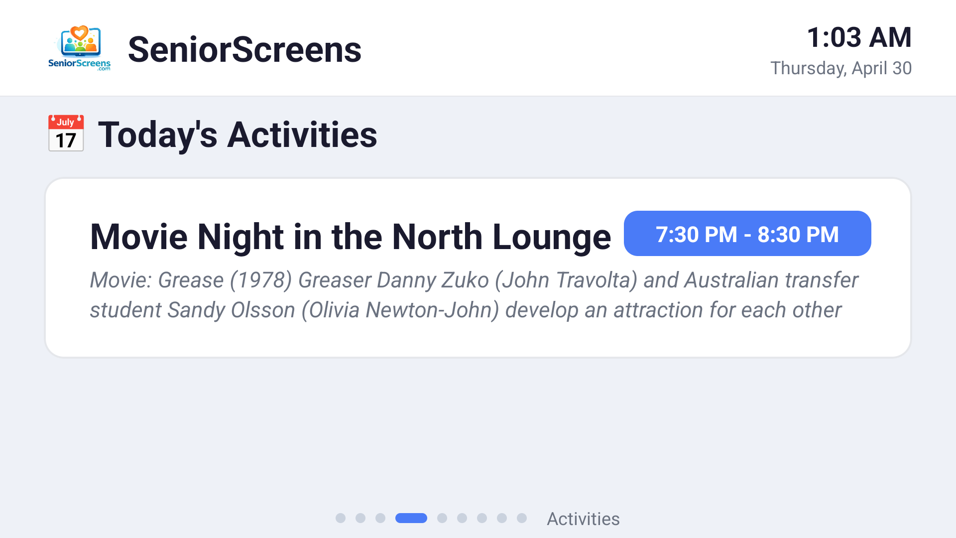 Activities will be displayed until the activity is over.