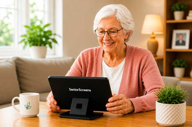 Senior woman using SeniorScreens